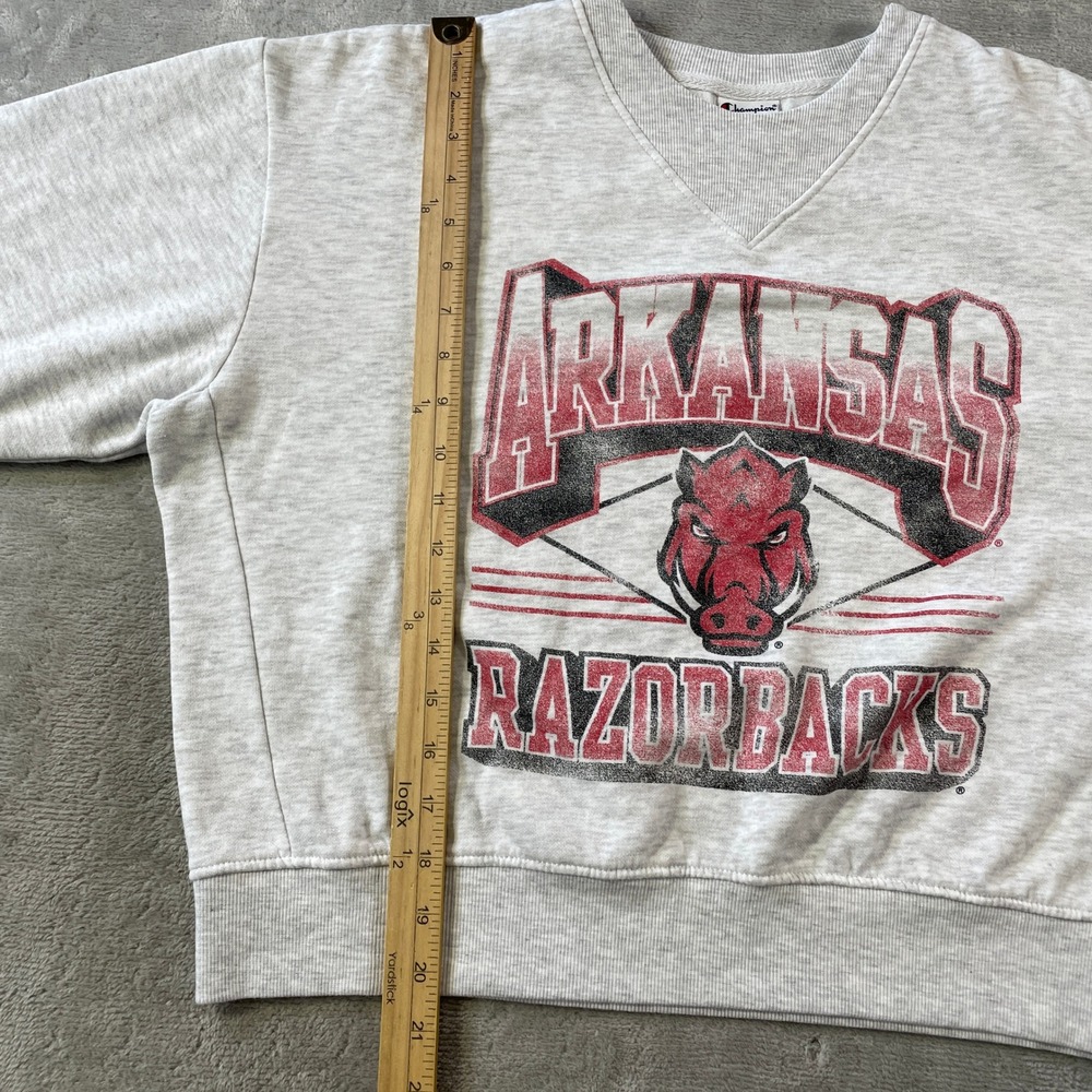 Arkansas Razorbacks Sweatshirt Champion Womens Medium Gray V Neck NCAA College - Picture 5 of 9